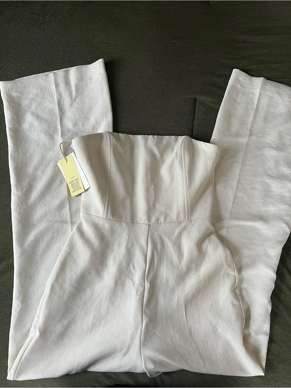 Aritzia White Strapless Wide-Leg Jumpsuit